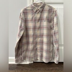 All Saints Cream and Pink Plaid Shirt